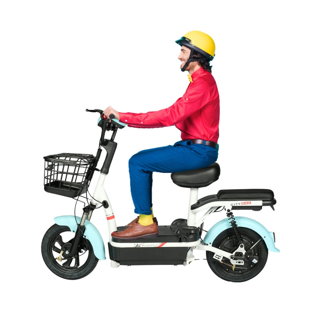 Mega wheels  Porta CX Electric scooter 2 seater Electric Bike with Pedal-Blue