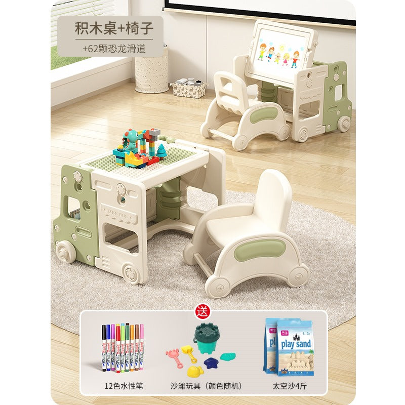 Adjustable Height Toddler Table and Chair Set With Storage Shelves By Megawheels