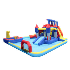 Megastar 10 in 1 Inflatable H20 Water Fight Bounce House Water Park for Kids,Slide Waterslide With Splash Pool & Basketball & Climbing Wall & Dual Pools & Soccer - Includes Blower - 18.92ft X 17.08 Ft X 8.08ft