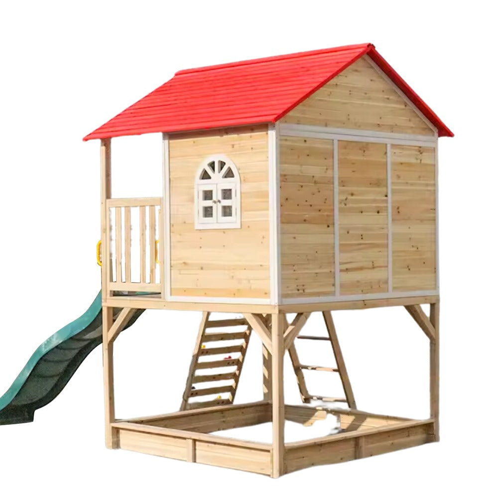 Megastar Cubby Tubby Kids Wooden Playhouse With Slide and Climbing Wall