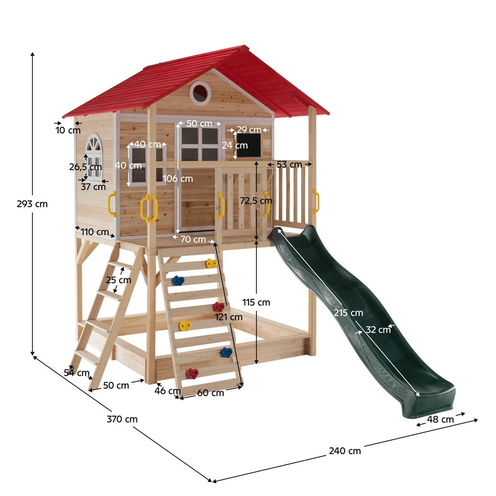 Megastar Cubby Tubby Kids Wooden Playhouse With Slide and Climbing Wall