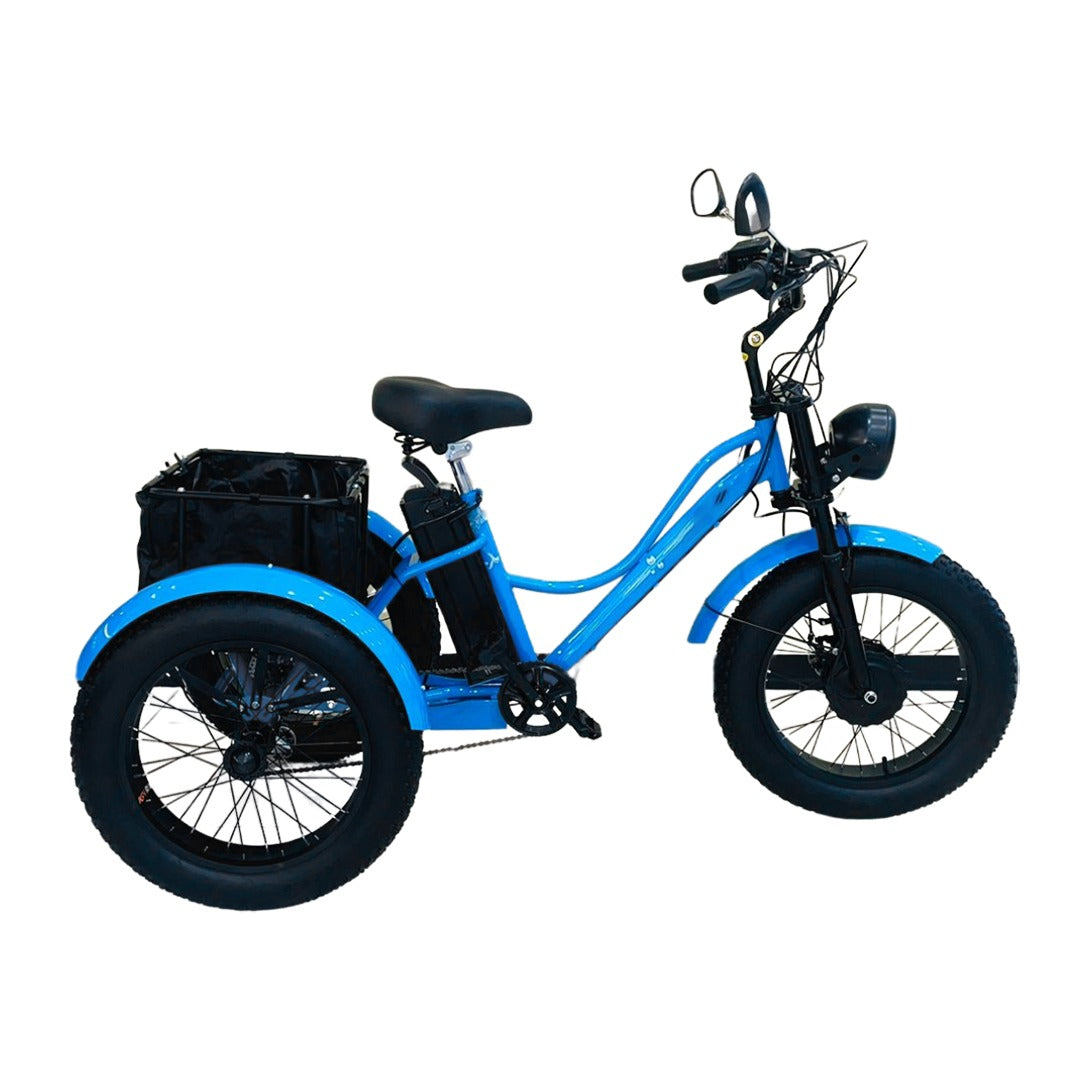 Electric Trike Fat Tire 3 Wheel Electric Tricycle Wheels Adult Cargo Electric Bike With Basket 24-Inch