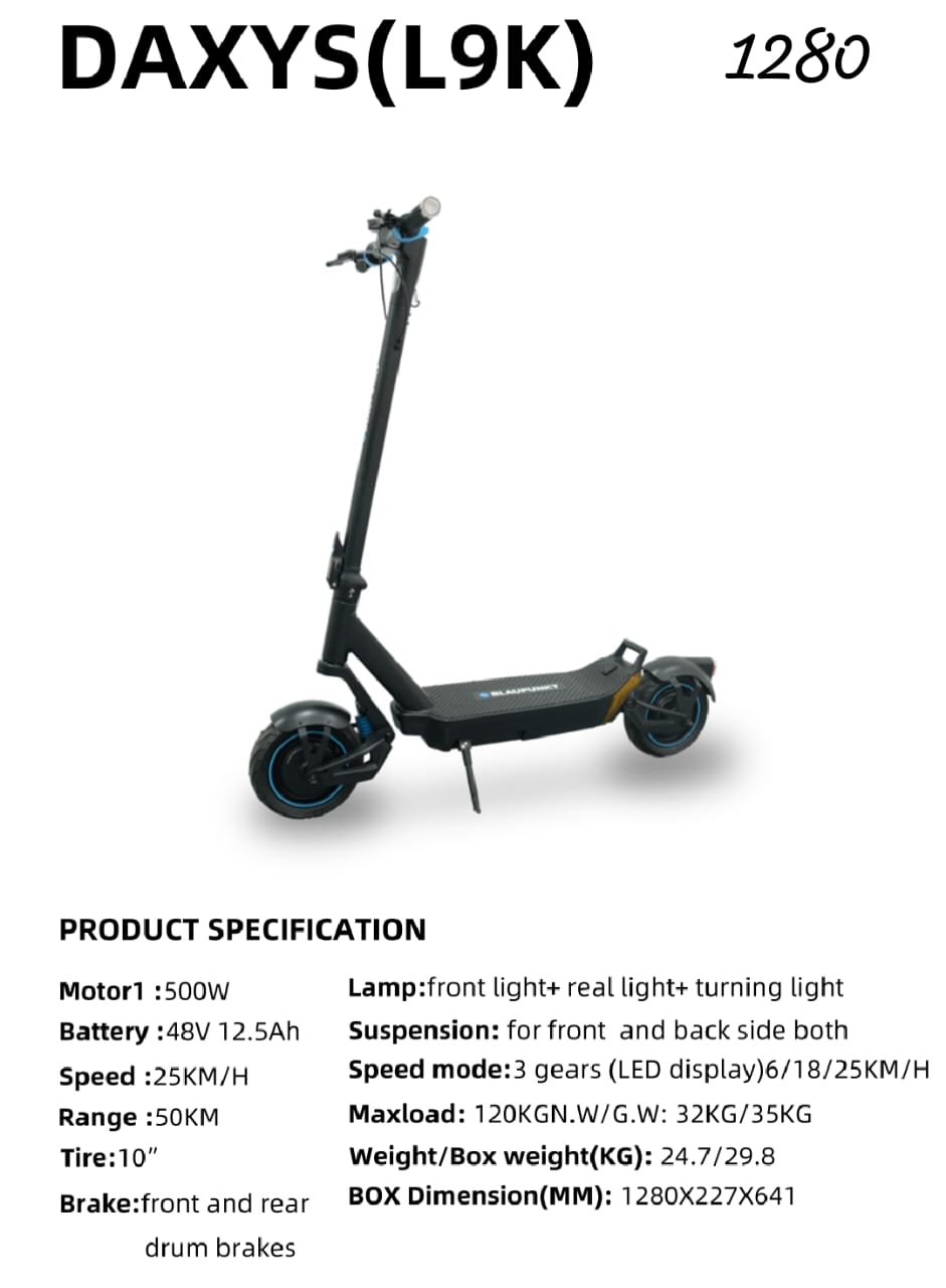 Foldable Electric Scooter 48v DAXYS L9K by Megawheels | Electric Scooter For an Adult