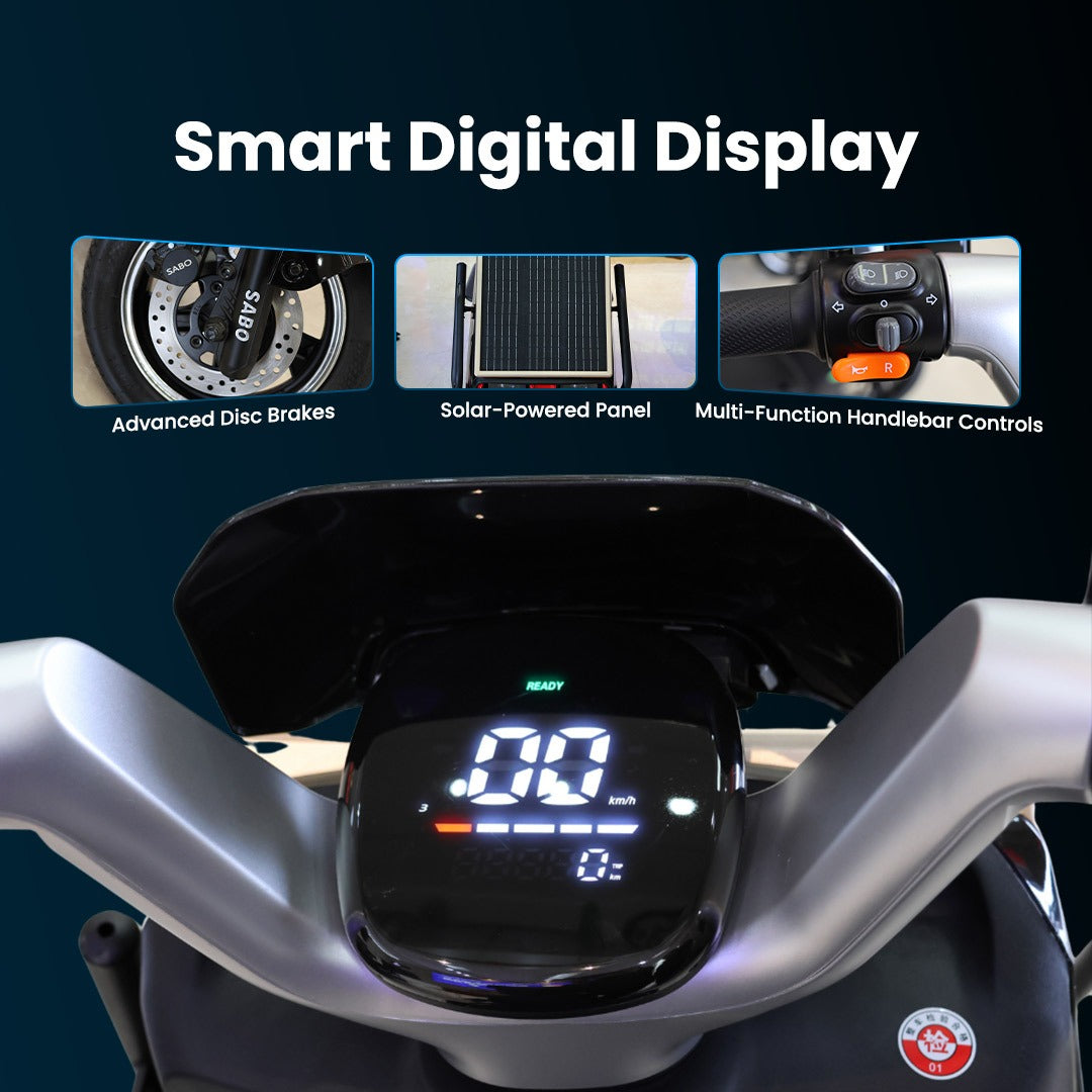 Megawheels SolarX Hybrid Electric 48v Motorbike Long Mileage 90- 100 kms