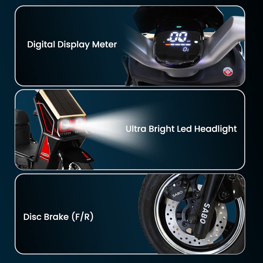 Megawheels SolarX Hybrid Electric 48v Motorbike Long Mileage 90- 100 kms