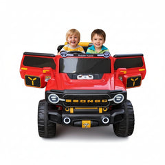 Door Open of Red Electric Ride-on 12V Classic Safari Cruiser SUV Car