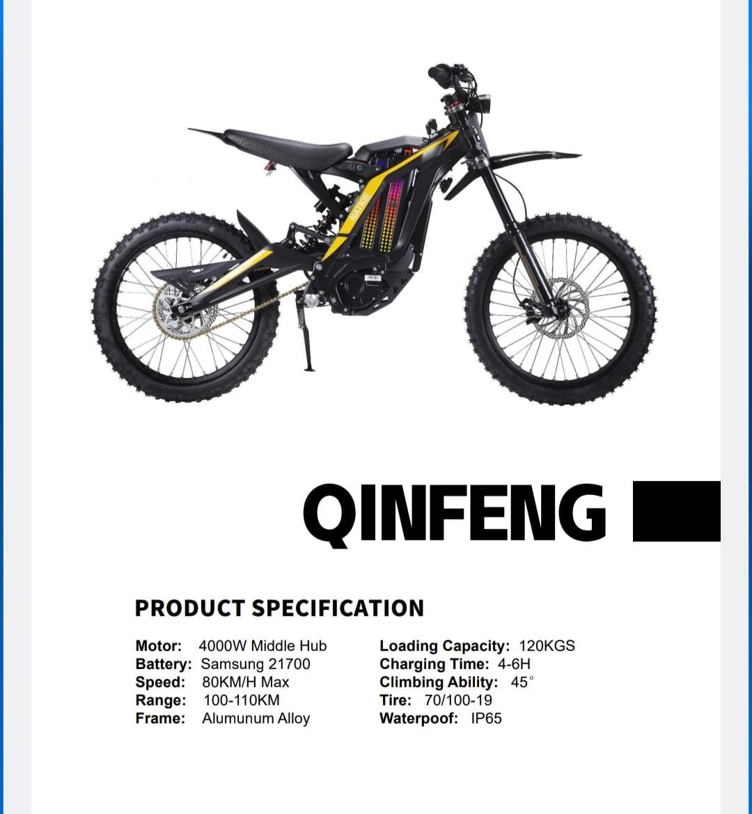 Megawheels Powerful 60V 4000W 40AH Racing Maintain Powerful Racing Mountain Dirt Electric Bike Motorcycles for Adults