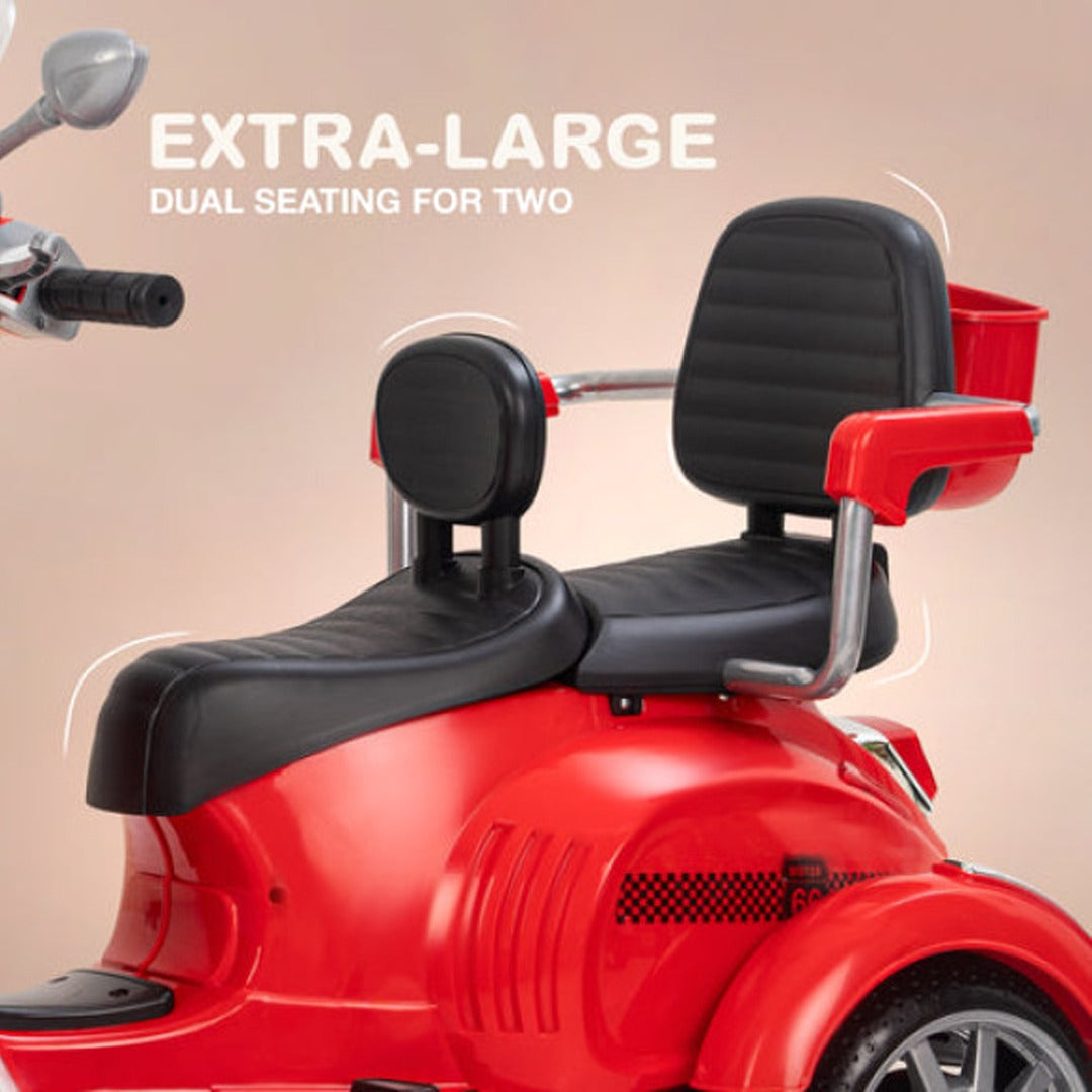 Megastar Ride on 12 v Bella Moto Duo Bike for 2 Kids with Parental RC
