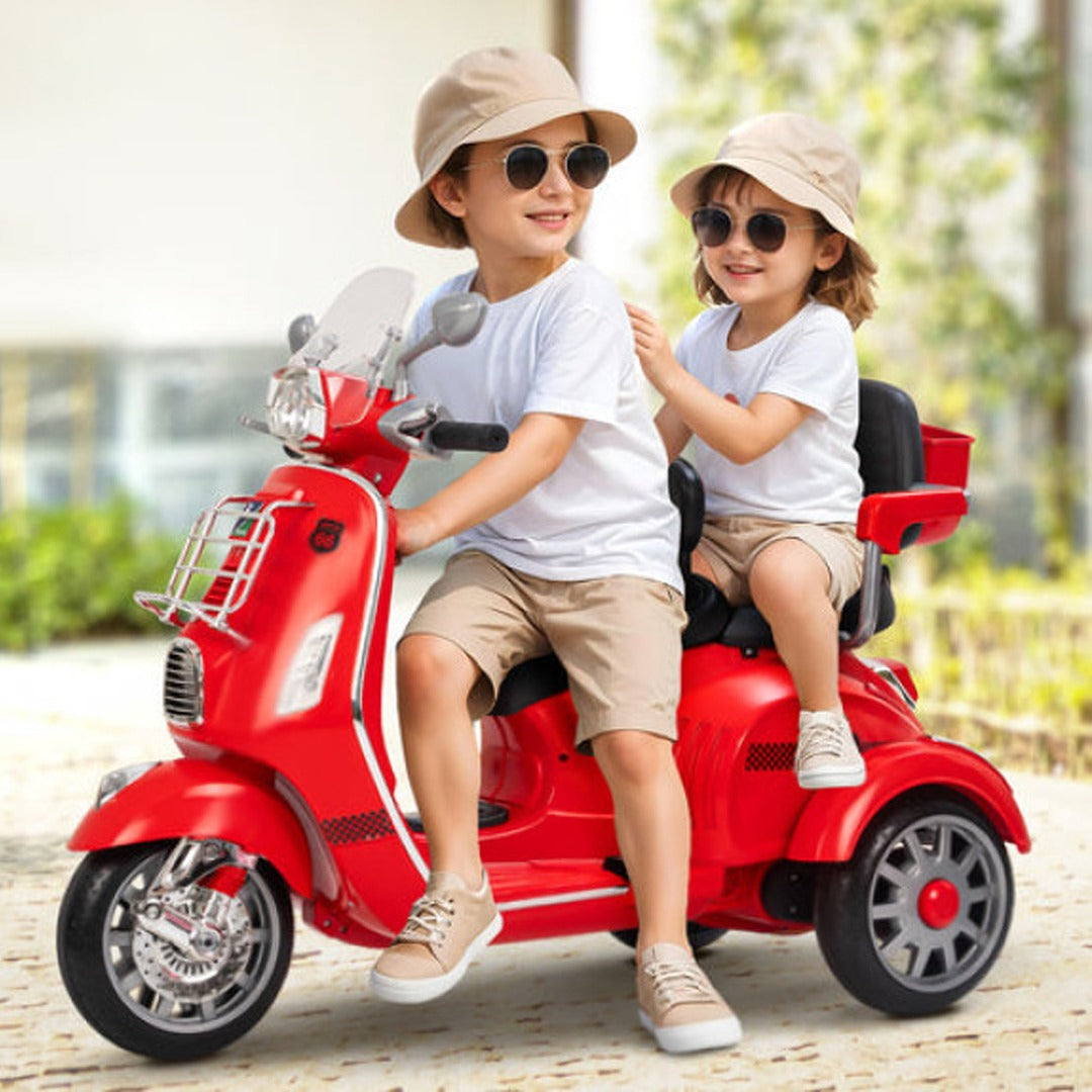 Megastar Ride on 12 v Bella Moto Duo Bike for 2 Kids with Parental RC