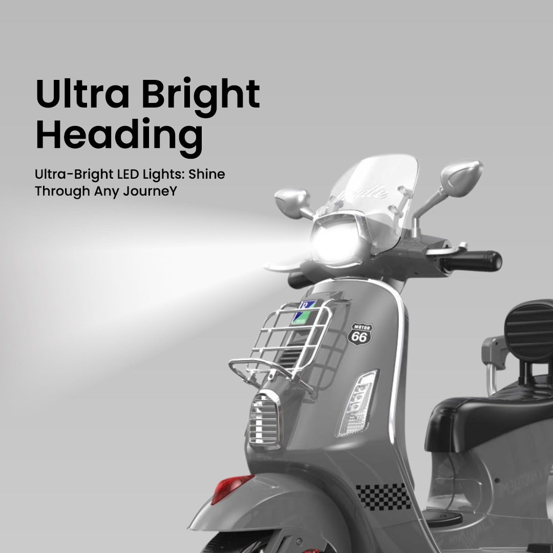 Megastar Ride on 12 v Bella Moto Duo Bike for 2 Kids with Parental RC