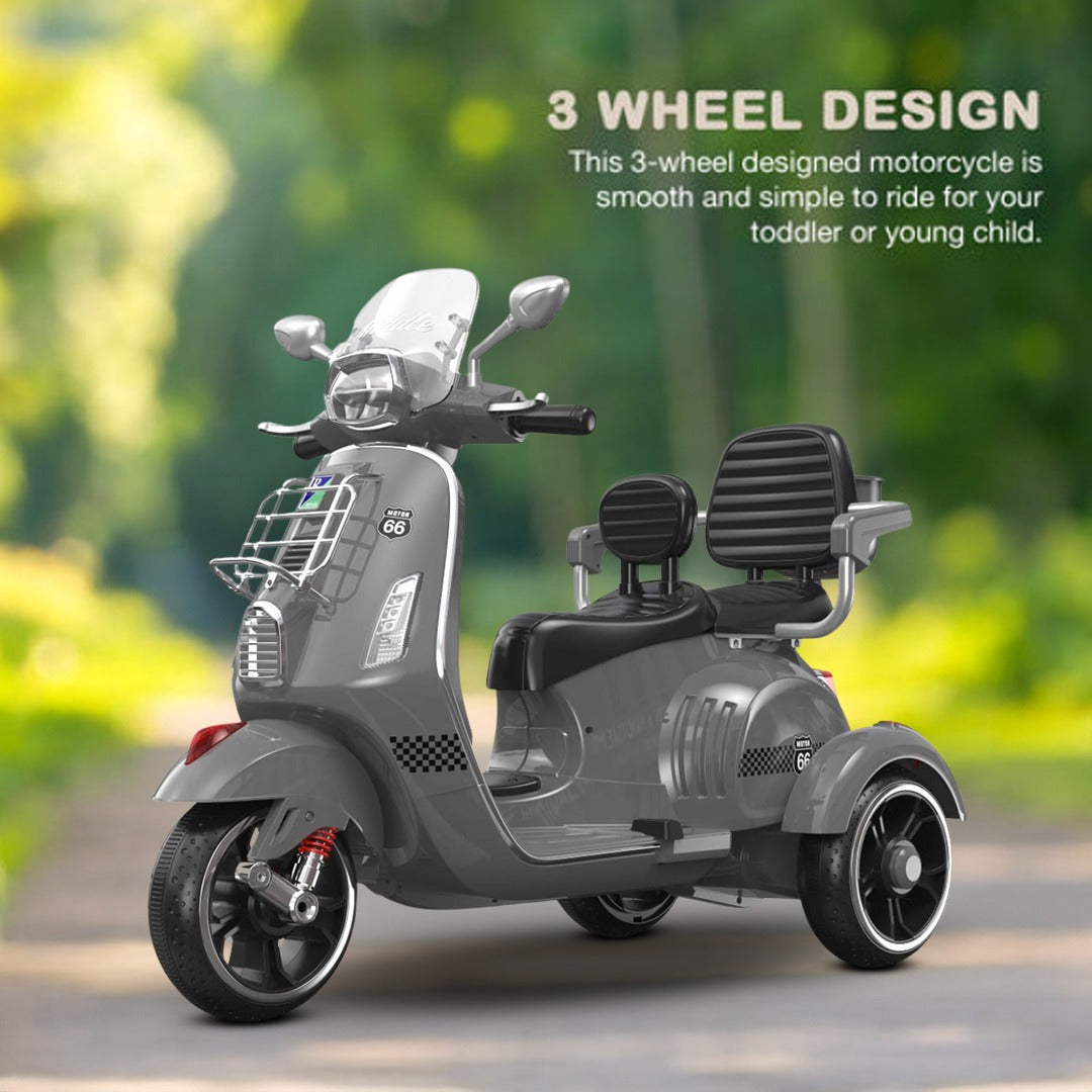 Megastar Ride on 12 v Bella Moto Duo Bike for 2 Kids with Parental RC