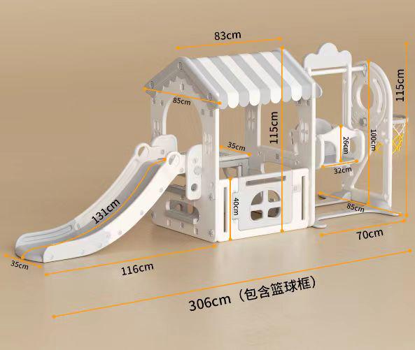 Tent Playhouse Children's Playground Plastic Toy Baby White Swing and Slide for Kids Indoor by Megastar