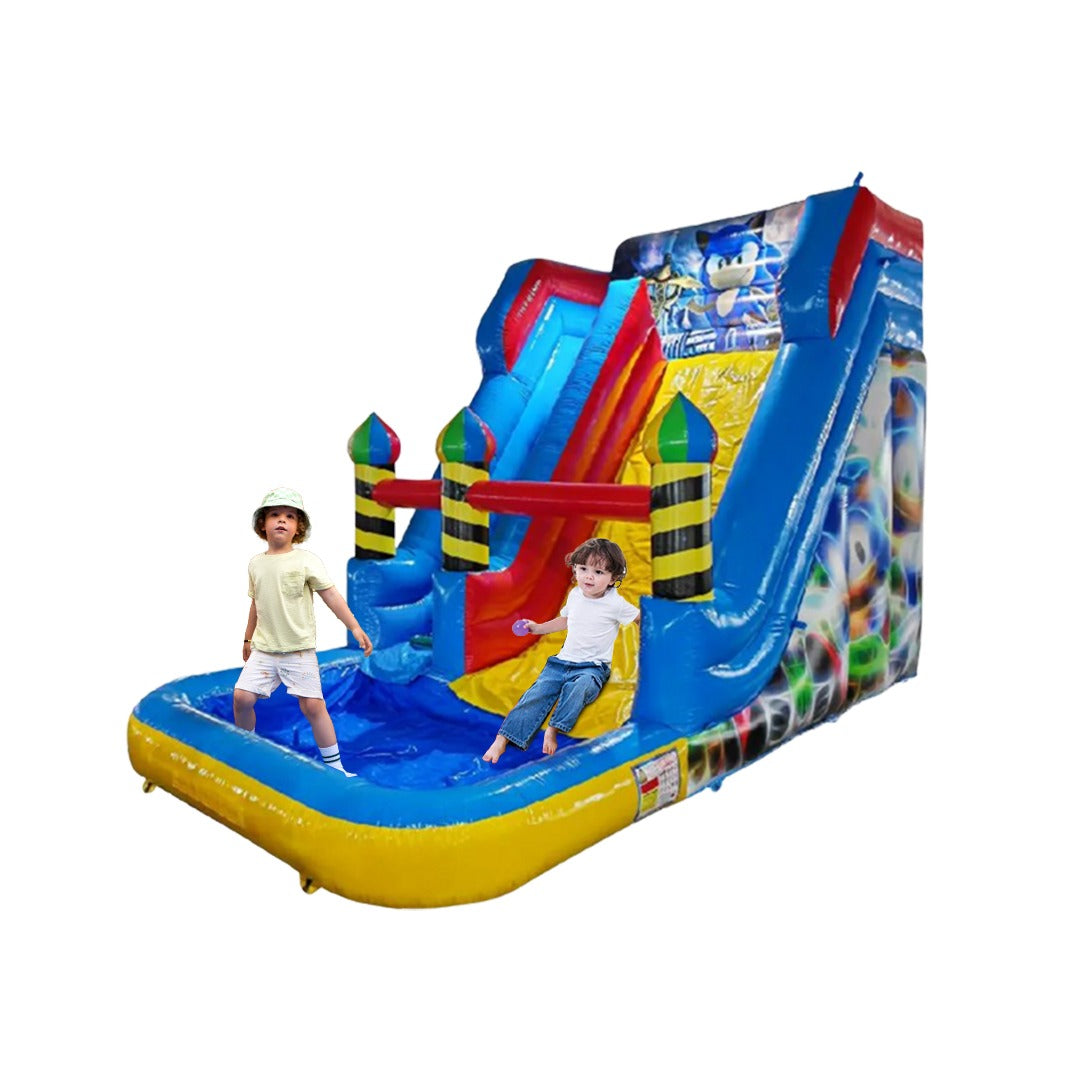 Megastar Inflatable Dual Lane Water Slide with Pool For Kids Playhouse with Openable Door
