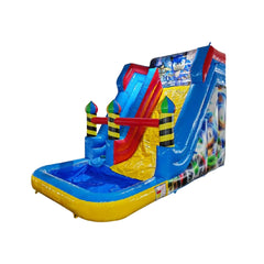Megastar Inflatable Dual Lane Water Slide with Pool For Kids Playhouse with Openable Door