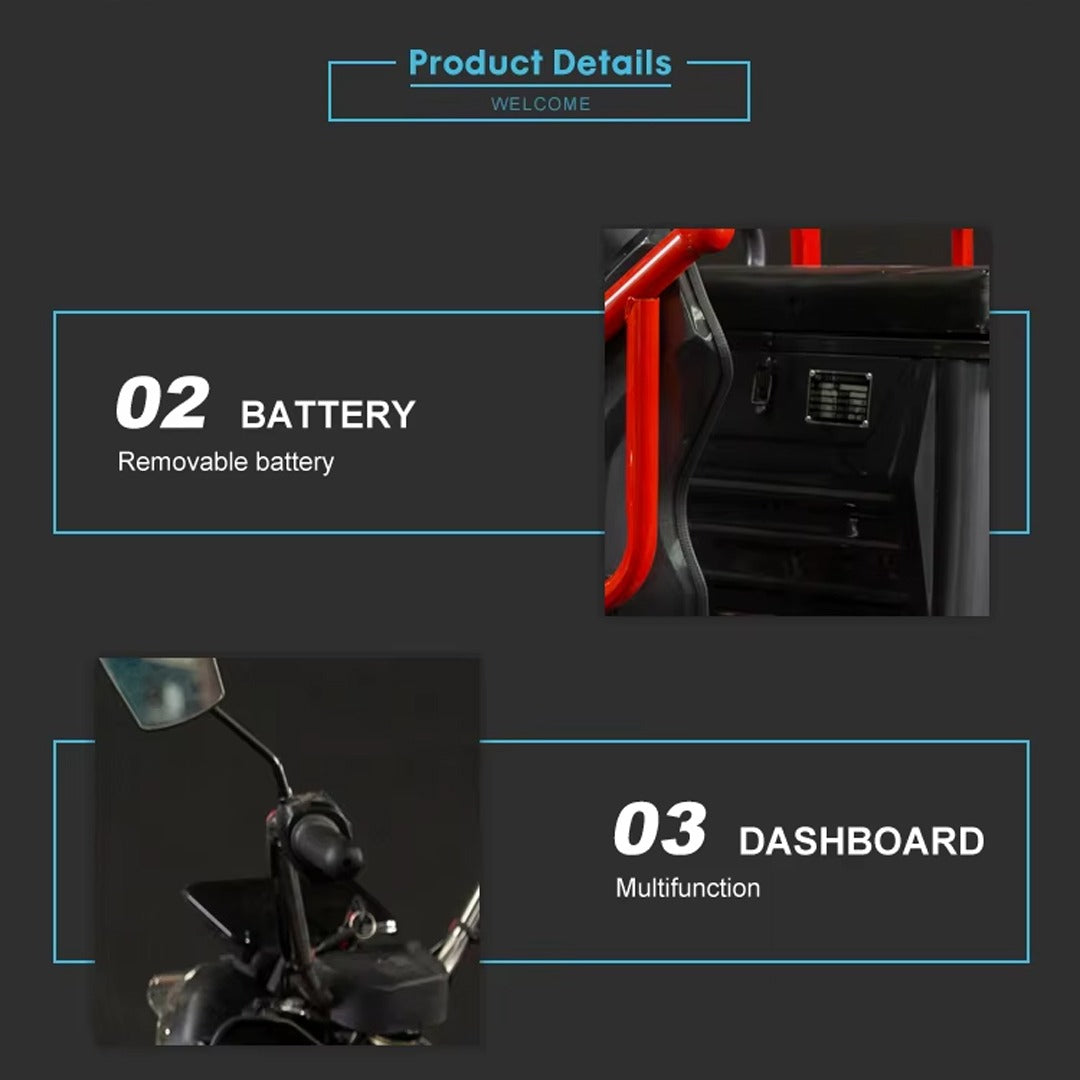 Megawheels Hydraulic Electric Cargo Delivery Tricycle for Adult 1800 Watt Lead-Acid Battery