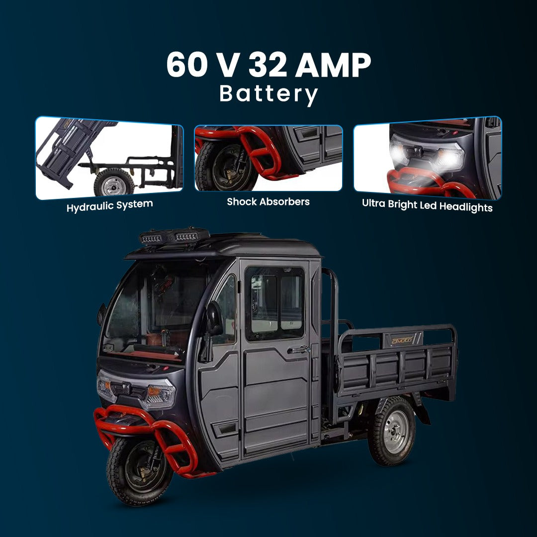 Megawheels Hydraulic Electric Cargo Delivery Tricycle for Adult 1800 Watt Lead-Acid Battery