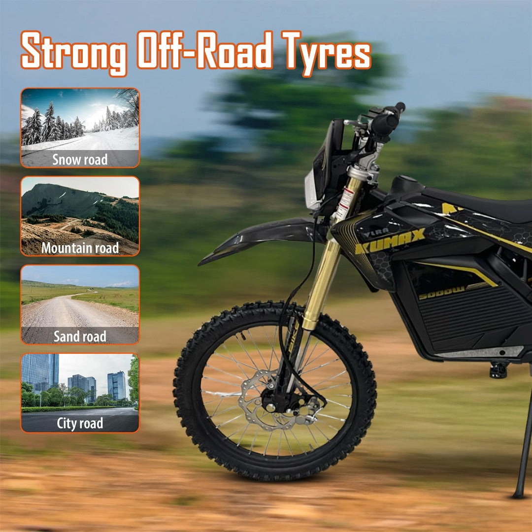 Motorcycle with off-road tires with Different road type