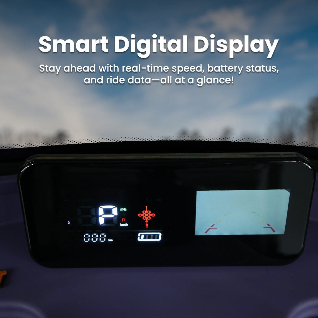 Smart Digital Display of Electric Scooter Tricycle for 3 Passengers