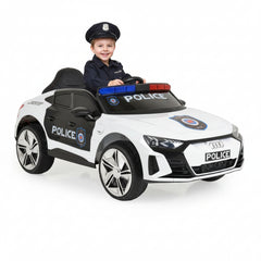 Megastar Rieon Licensed Electric police Car 12V BO Audi RS e-tron 717 White Police car