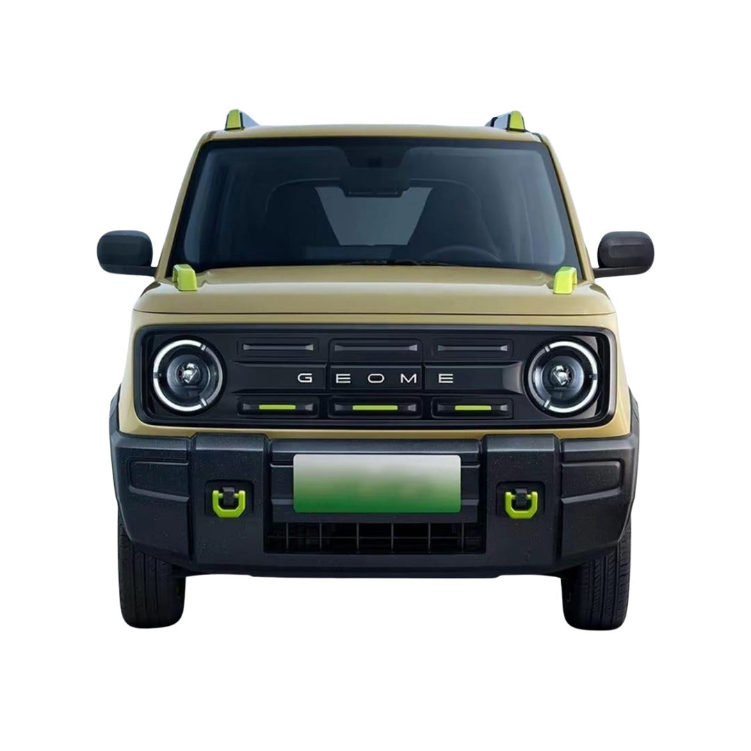 Front view of a beige and black Electric Car Geome SUV