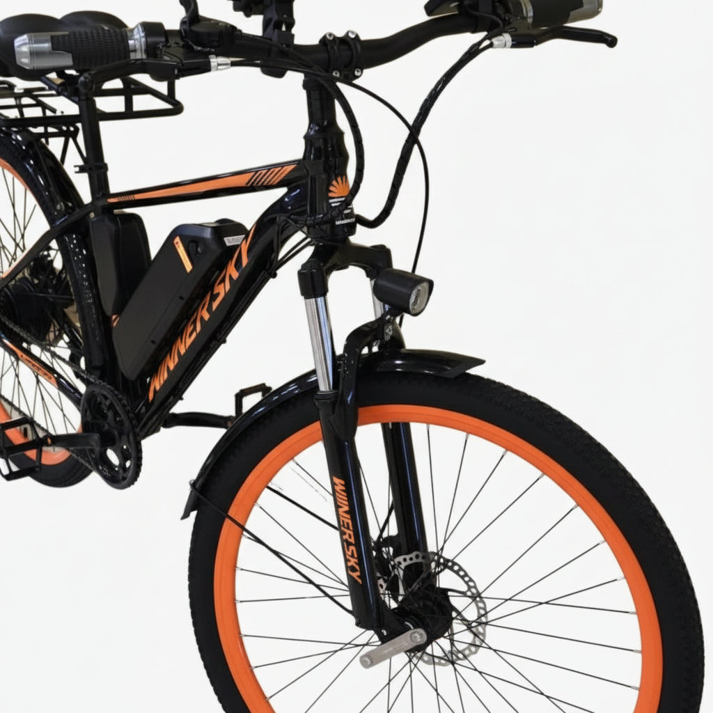 Close-up of a bicycle with Front Light