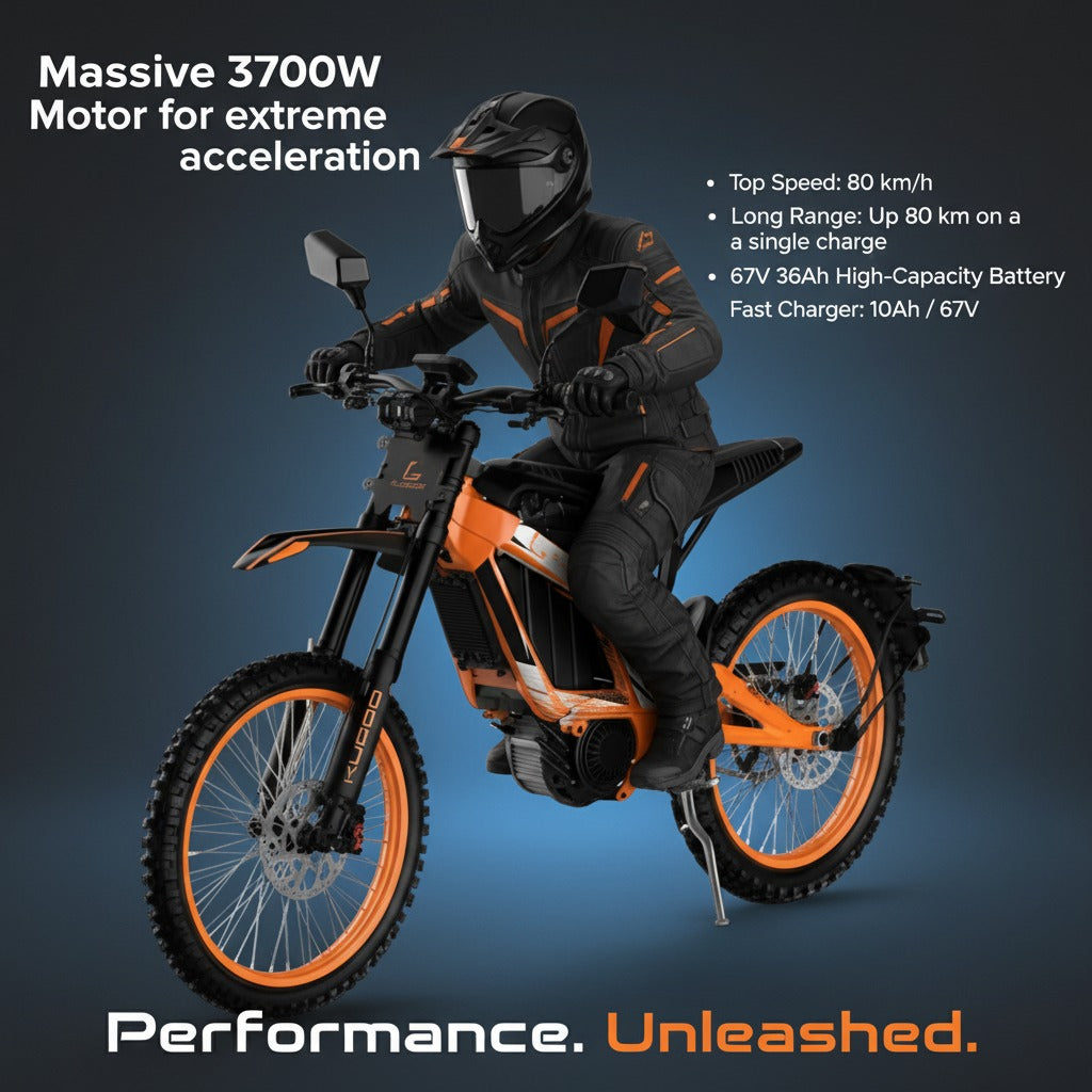 Kugoo Wish 04 Electric Dirt bike for adults | 3700W Power | 80 km Range | 80 km/h  High Speed