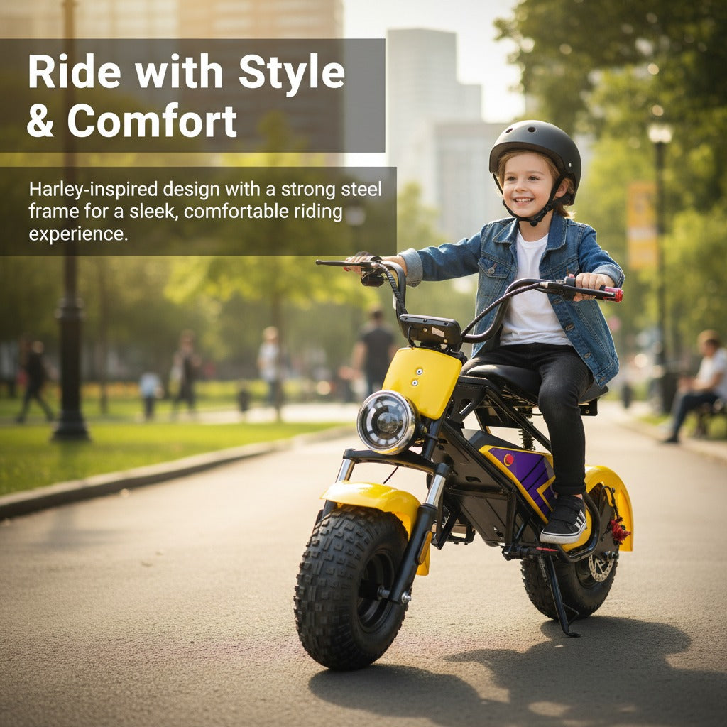 Megawheels 48 V Mini Harley Thunder Electric Scooter With off Road Tyres & Removable  Lithium Battery