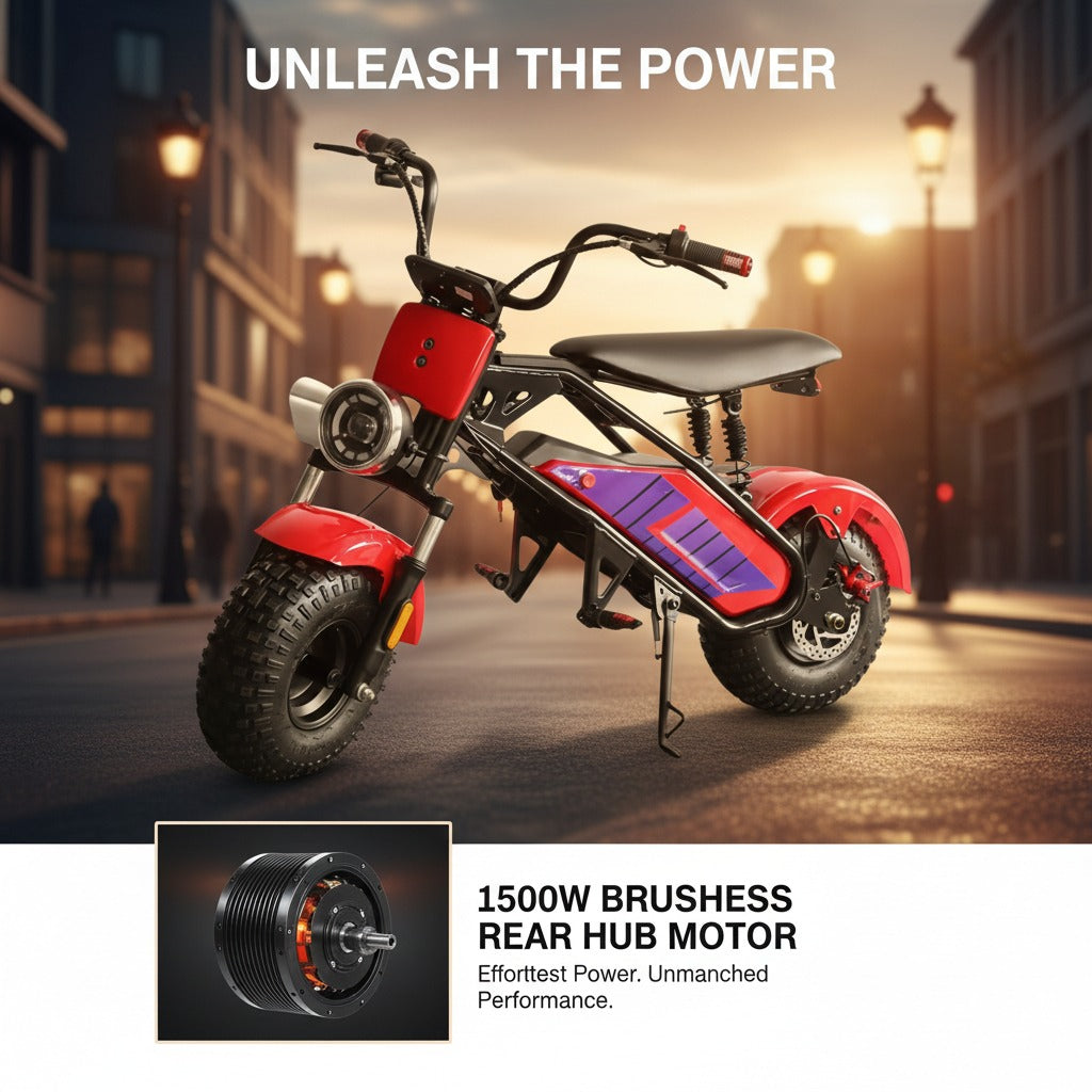 Megawheels 48 V Mini Harley Thunder Electric Scooter With off Road Tyres & Removable  Lithium Battery