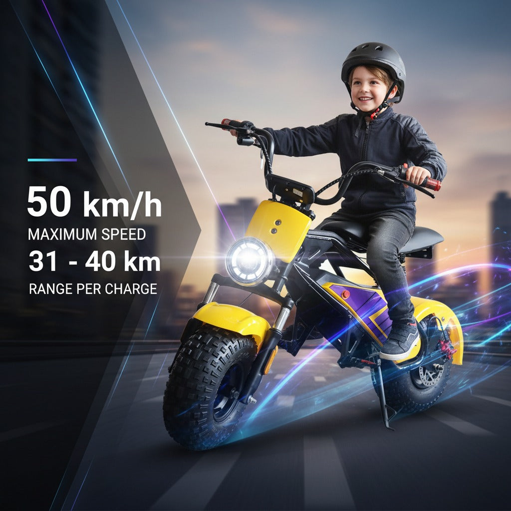 Megawheels 48 V Mini Harley Thunder Electric Scooter With off Road Tyres & Removable  Lithium Battery