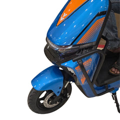 Front Tyre of Blue Nitro Moped Electric scooter