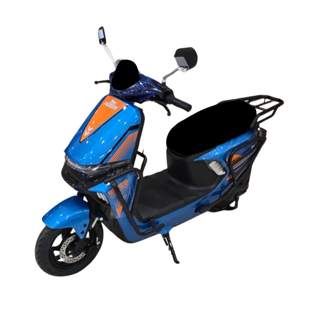 Side View of Blue Nitro Moped Electric scooter with Wide Seat