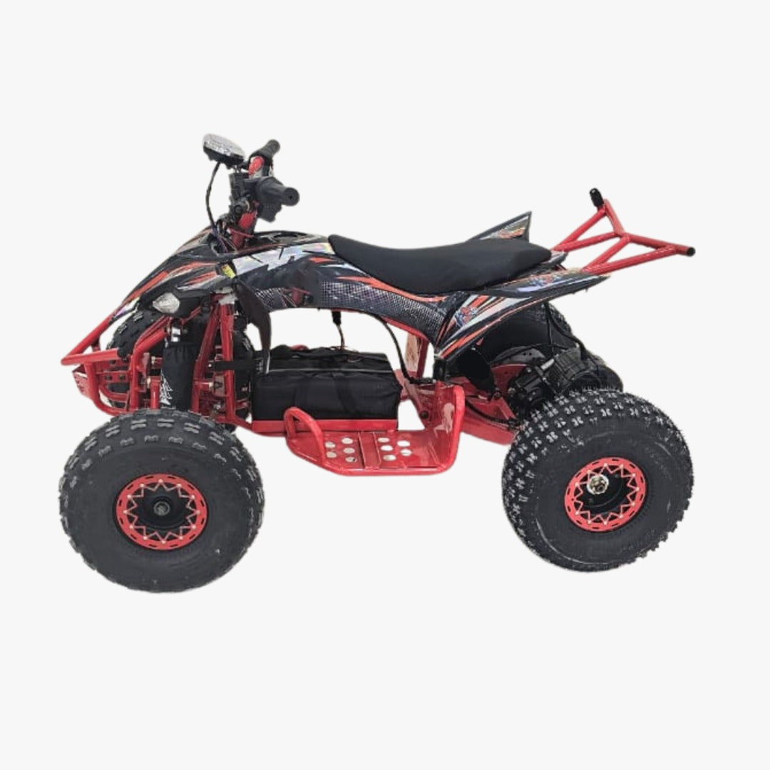 Side view of Red Nitron 48V Electric ATV Off-Road Quad Bike