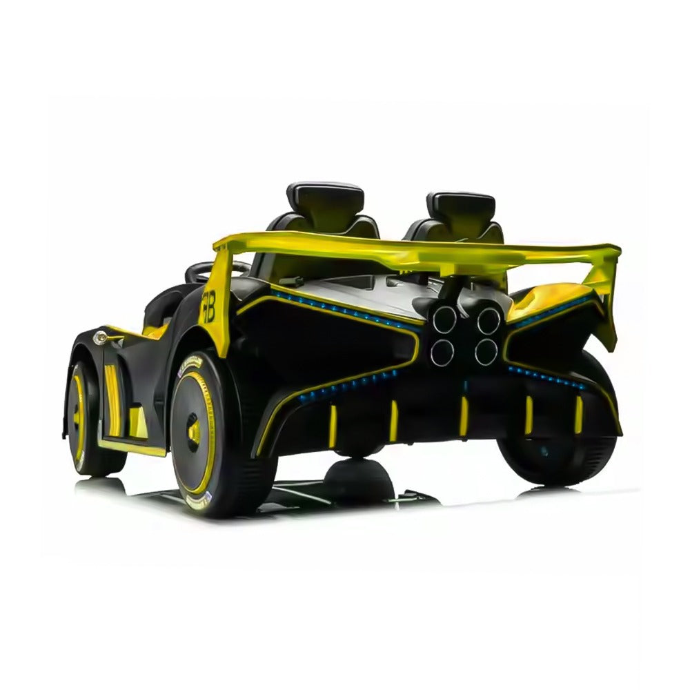 Back View of a yellow Sports car 