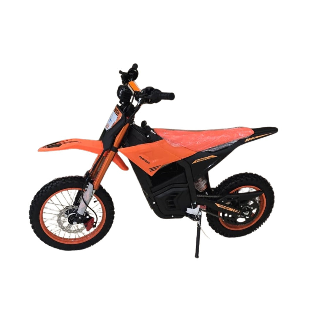 Orange Megawheels Vibe Electric Off Road Dirt Bike with wide seat