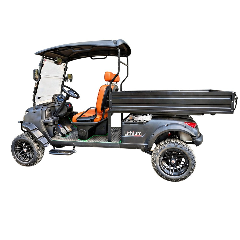 Golf cart with a flatbed and a Lithium Battery