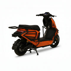 Side view of the Orange electric scooter 