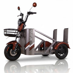 Three-wheeled electric scooter with a cargo Flatbed