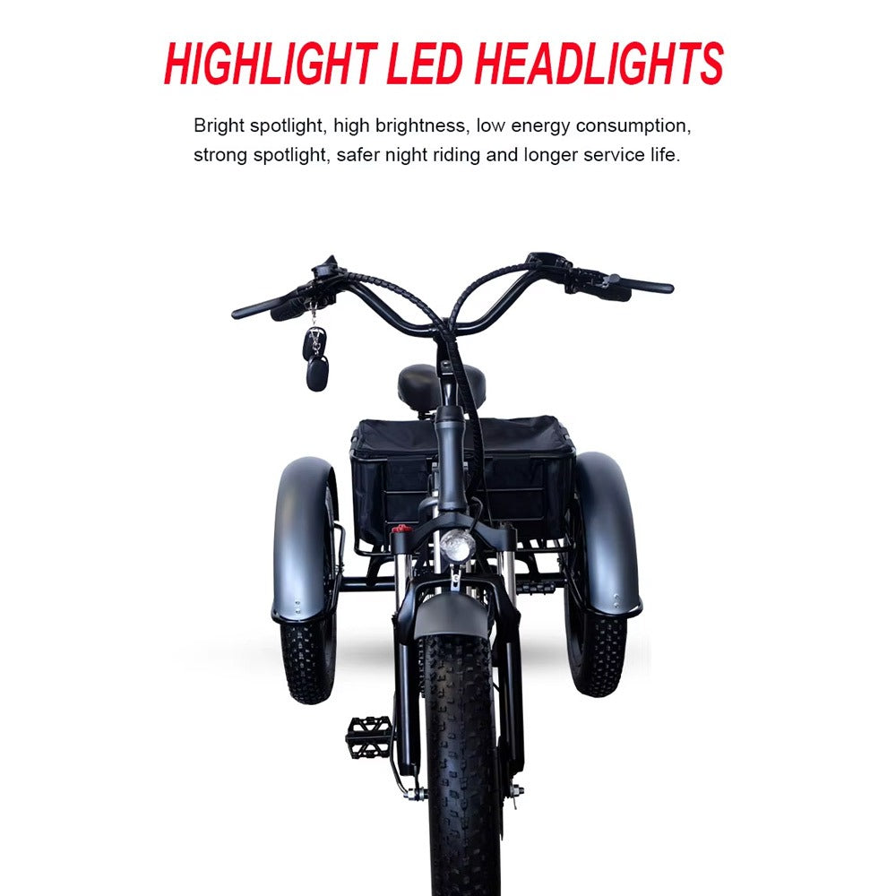 Three-wheeled vehicle with LED headlights