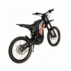 Side view of Black off-road electric Cross bike with red accents 