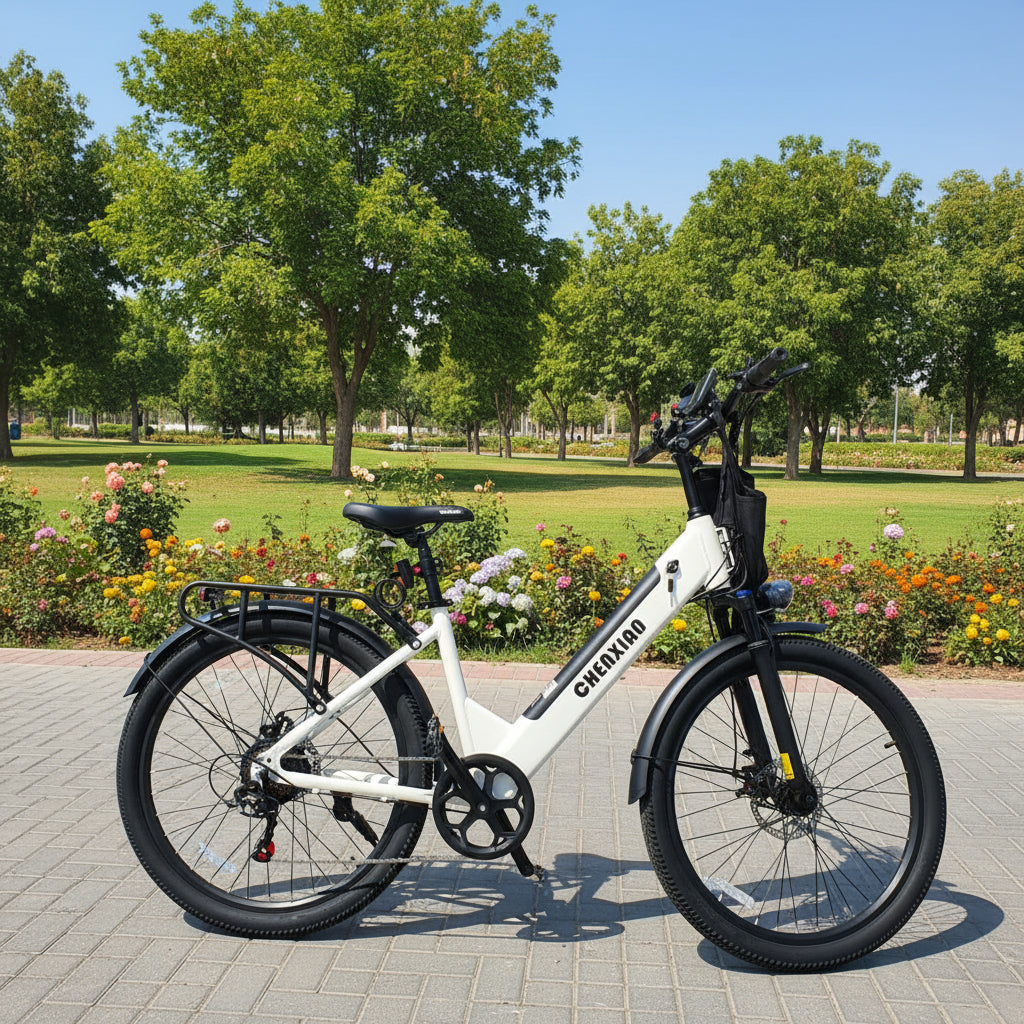 White electric bicycle