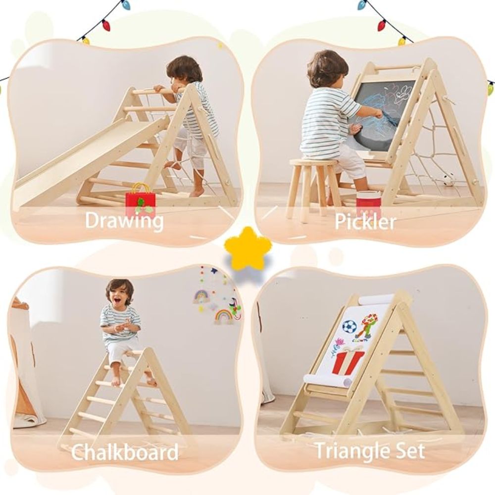 Children playing with a multi-functional play set labelled 