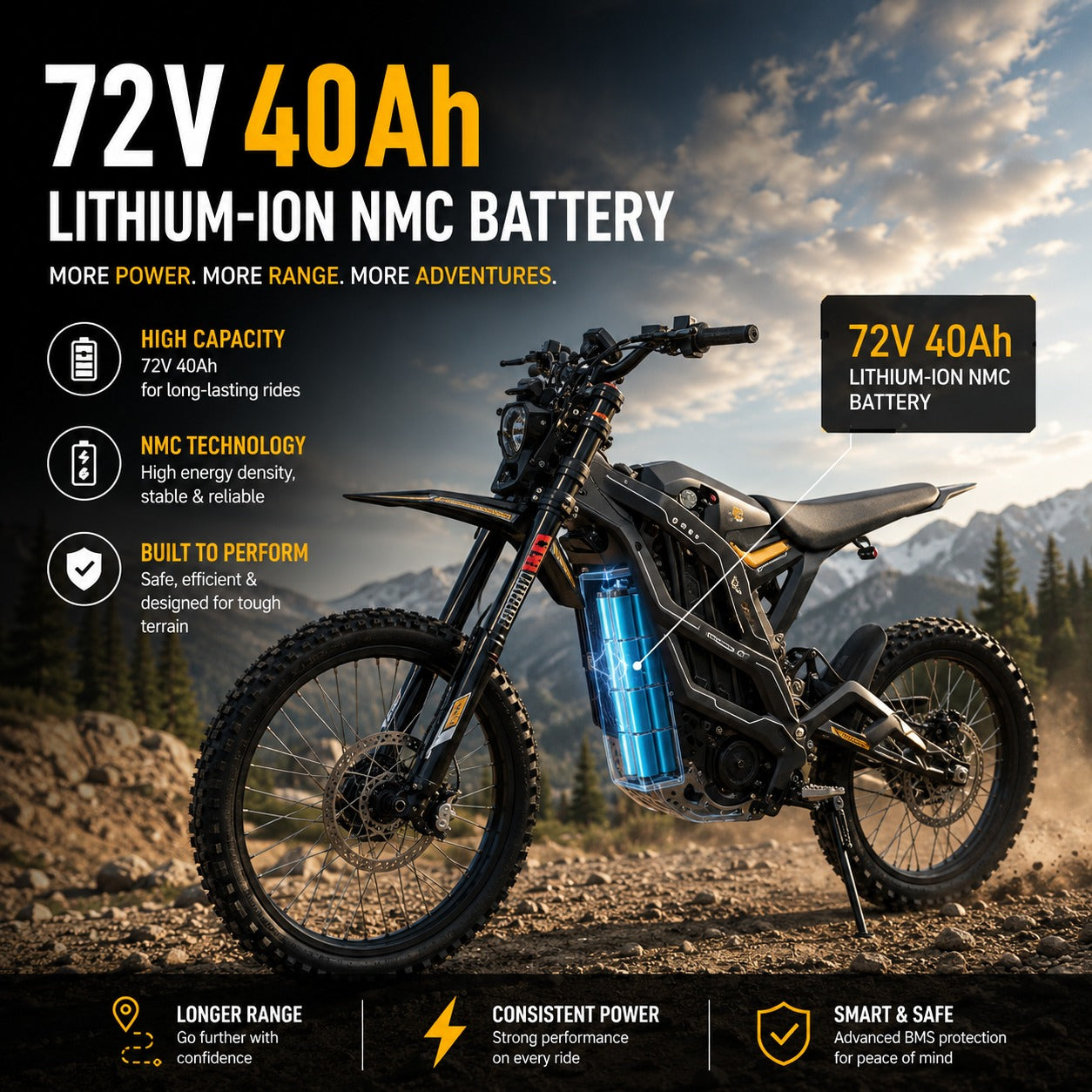79BIKE-Falcon GT Electric Dirt Bike 72V 40Ah Lithium Battery 95 kmh Off Road Electric Bike with warranty
