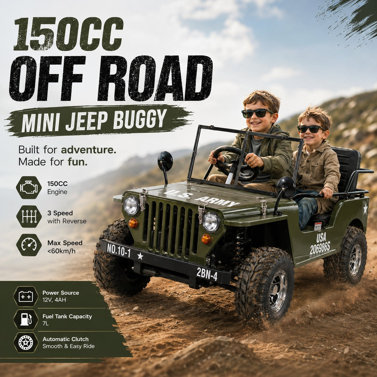 Mini Jeep Buggy 150CC Off Road UTV Fuel Buggy By Megawheels