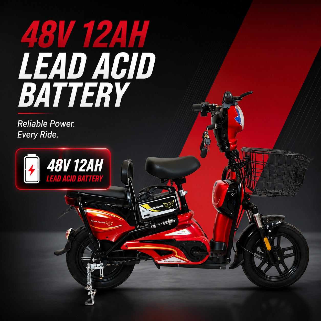 Megawheels Electric Scooter M1 Powerful Electric Delivery Bike with 48W Battery, 14" Tire Ebike with Warranty