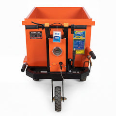 An orange PowerHaul 800 kgs load capacity Heavy Duty commercial  Electric Mini Dumper Truck with 800W motor