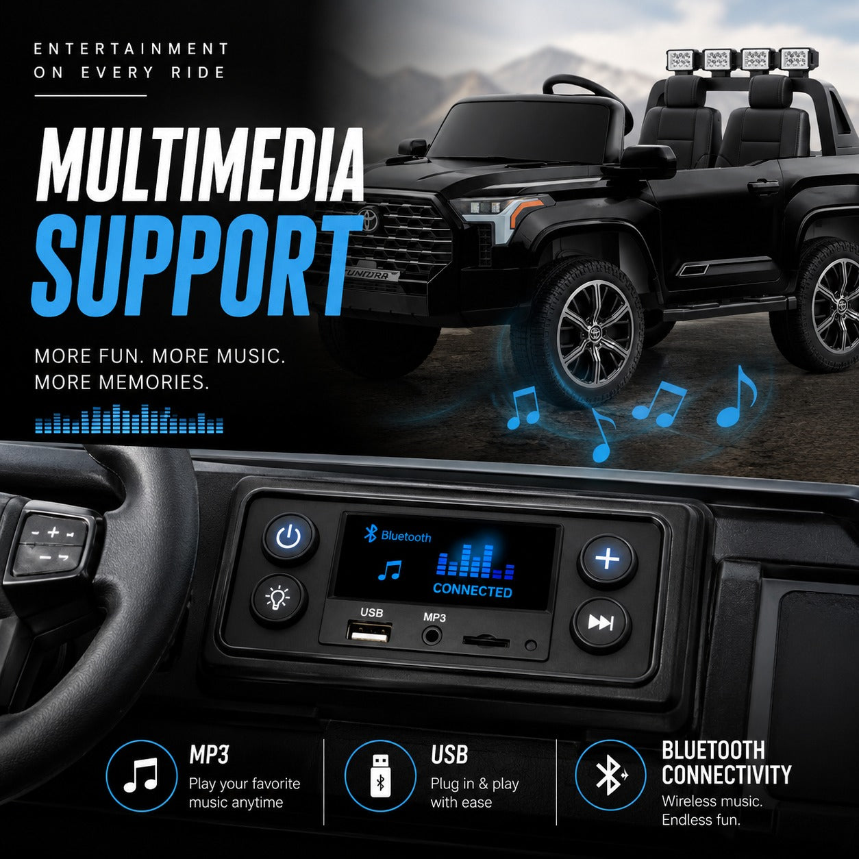 Megastar Licensed Toyota Tundra Ride-On Electric Car 12 V Battery with Remote Control
