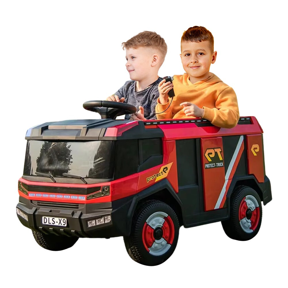 Megastar Ride on Car Fire Fighting Engineer Truck 12V Rc Electric Toys Car With Water Tank Gun Kids