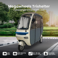 Megawheels Trishelter 3 Passenger Tricycle With Roof and Side Protective Cover 48 V