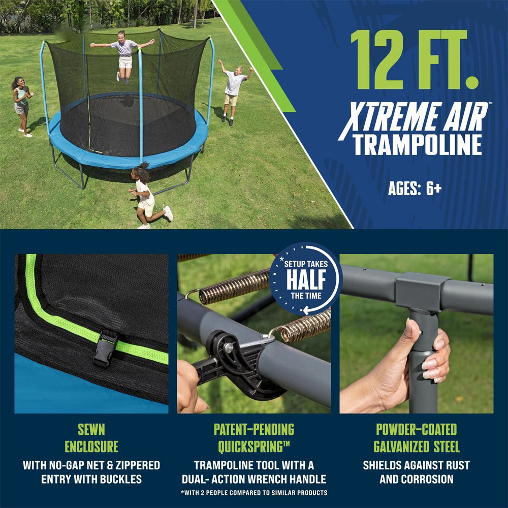 Air Xtreme Trampoline 12 Ft, with Safety Net And Secure, High Bounce with Installation