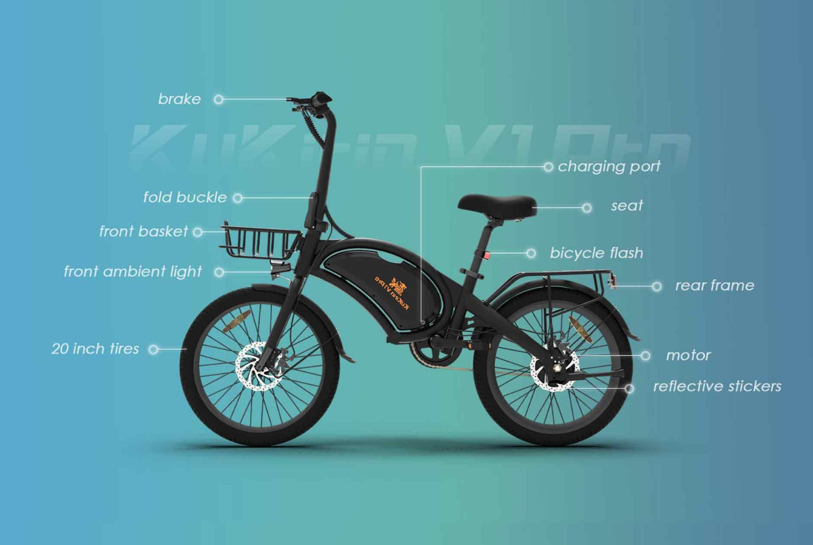 Kugoo Kirin V1 Pro Electric Bicycle 48V 25AH 45KM Range Removable With 1 Year Warrenty